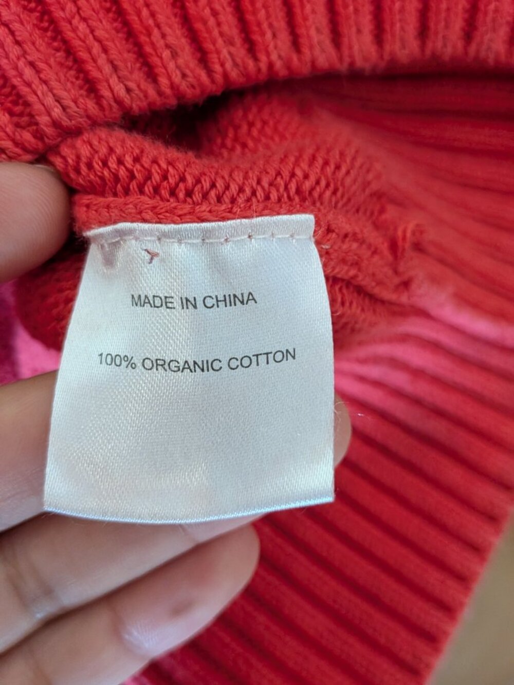 Quince 100% Organic Cotton Crewneck Sweater M Hand Dyed Coral Red - Picture 5 of 7